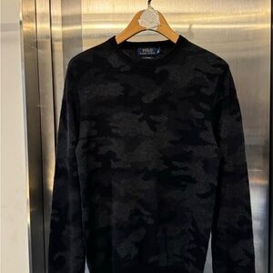 POLO Ralph Lauren Cashmere Black Camouflage Crewneck Sweater